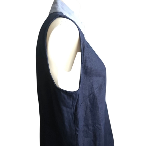 SAIL TO SABLE Linen Classic Sleeveless TUNIC DRESS Navy/Lt. Blue Size Large - Picture 4 of 9